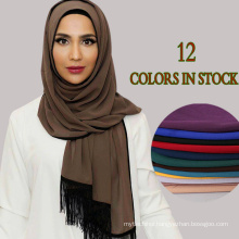 Stylish binding tassels bubble chiffon hijab wholesale muslim hijab malaysia hijab scarf dubai